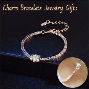 Women's Plated Crystal Bracelets Fashion Charm Bangle Jewelry Gifts